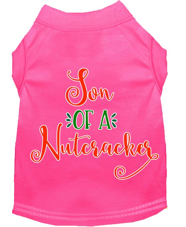 Son of a Nutcracker Screen Print Dog Shirt Bright Pink XS